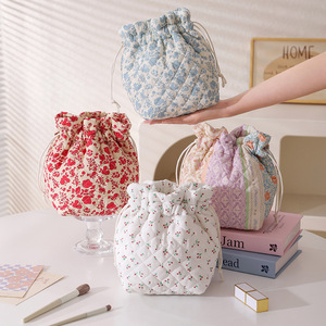 Bolsa de Maquillaje Acolchada de Algodón con Cordón y Forro de Lona, Estética Coqueta, Linda Bolsa de Aseo de Viaje, Bolsa de Regalo para <span class=keywords><strong>Mujer</strong></span> - Product Image 2