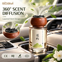 Diffuseur d'arômes pour voiture en verre et bois de Sapele, parfum naturel liquide premium 160 ml, pour porte-gobelet de voiture, pour l'intérieur de la voiture