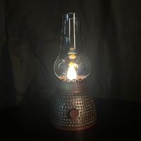 Lampe de table cloche en résine et verre pour salon, lumière LED, design peint à la main, veilleuse moderne métallique de Noël rechargeable