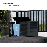 Bac à déchets métallique personnalisé 4 x 240L avec couvercle verrouillable pour poubelle de jardin, abri de rangement en acier pour poubelles