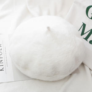 Chapeau béret femme Mode cheveux de lapin Casquette chaude femme Outdoor Travel Casual <span class=keywords><strong>French</strong></span> Caps Cashmere Knitted Barett Hat - Product Image 3