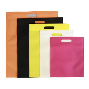 Custom Made Reusable Ultrasonic D Cut Non-woven Die Cut Shopping Bags