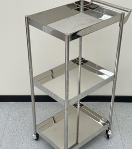 Wholesale Eco-Friendly 4-Wheel Silver 3-Tier Stainless Steel Salon Storage <b>Trolley</b> Minimalist Design for Living Rooms Hotels - Product Image 5