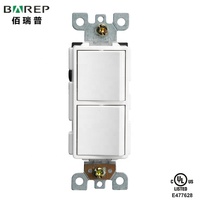 Barep UL YGD-002 américain 2 Gang 1 voie électrique Toma Corriente électrique mur bouton poussoir interrupteur d'éclairage