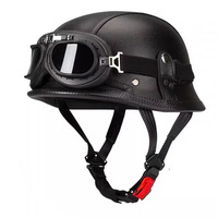Casque demi-face rétro vintage de style allemand, certifié ABS DOT/ECE, cadre noir, pour moto chopper
