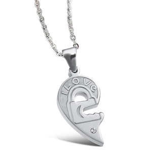Ensemble de colliers avec pendentif en forme de cœur assorti, thème « Je t'aime », bijoux pour couple, cadeau pour la Saint-Valentin - Product Image 2