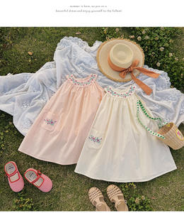 Collection Été 2026 : Robe Princesse Fille sans Manches et Dos Nu en Coton Brodé à la Française, Coupe Trapèze - Product Image 6
