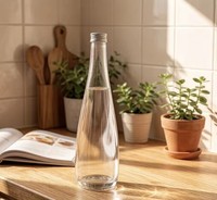 Bouteille en verre ronde transparente simple de 520 ml avec couvercle, étiquette scellée pour les boissons, la bière, le vin, le jus, réutilisable, durable, respectueuse de l'environnement