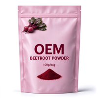 Poudre de Betterave OEM/ODM 100g en Sachet Doypack, Complément Alimentaire Naturel, Logo Personnalisé, Faible MOQ