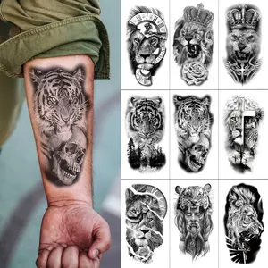 Cheap hot saleSmall Full Arm Waterproof Tattoo Sticker Half Arm Tiger Lion Animal Lasting Tattoo Sticker