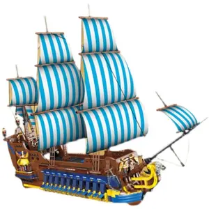 Морк 031011 синий парус пиратский корабль 3265 шт. строительные блоки Модель Кирпичи парусник для детей подарок Обучающие игрушки