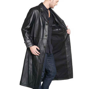 Abrigo Largo de Cuero Genuino para Hombre, de Buena Calidad, Moderno, Ecológico, Transpirable e Impermeable - Product Image 4