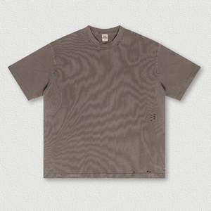 T-shirt Homme Style Rétro Été 2025, Col Découpé, Manches Courtes, Effet Délavé et Usé, avec Motif Voiture Inversé - Product Image 3