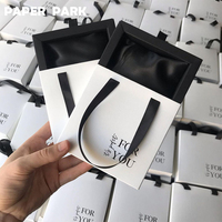 Boîte à bijoux en carton avec tiroir coulissant pour collier et bague, emballage en papier avec poignée et insert en mousse
