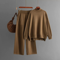 Ensemble tricoté deux pièces décontracté haut de gamme pour femme, pull à manches longues et pantalon amincissant taille haute, style Lolita, collection automne-hiver
