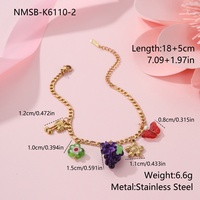 À la mode coloré raisin fraise champignon cerise fruits breloques collier Bracelet ensemble femmes en acier inoxydable bijoux de mode