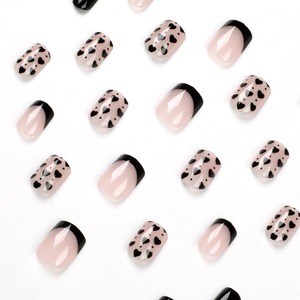 Contorno negro corazón negro Nail Art 24 piezas stock listo al por mayor prensa en las <span class=keywords><strong>uñas</strong></span> artificiales acrílico <span class=keywords><strong>uñas</strong></span> postizas 1835 - Product Image 5