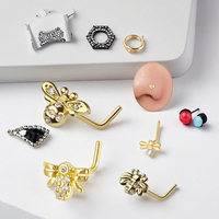 Bijoux de nez indiens pour femmes 20G L Bend Bee Nose Stud Ring Fashion Body Jewelry for Nose Piercing New Trendy Design