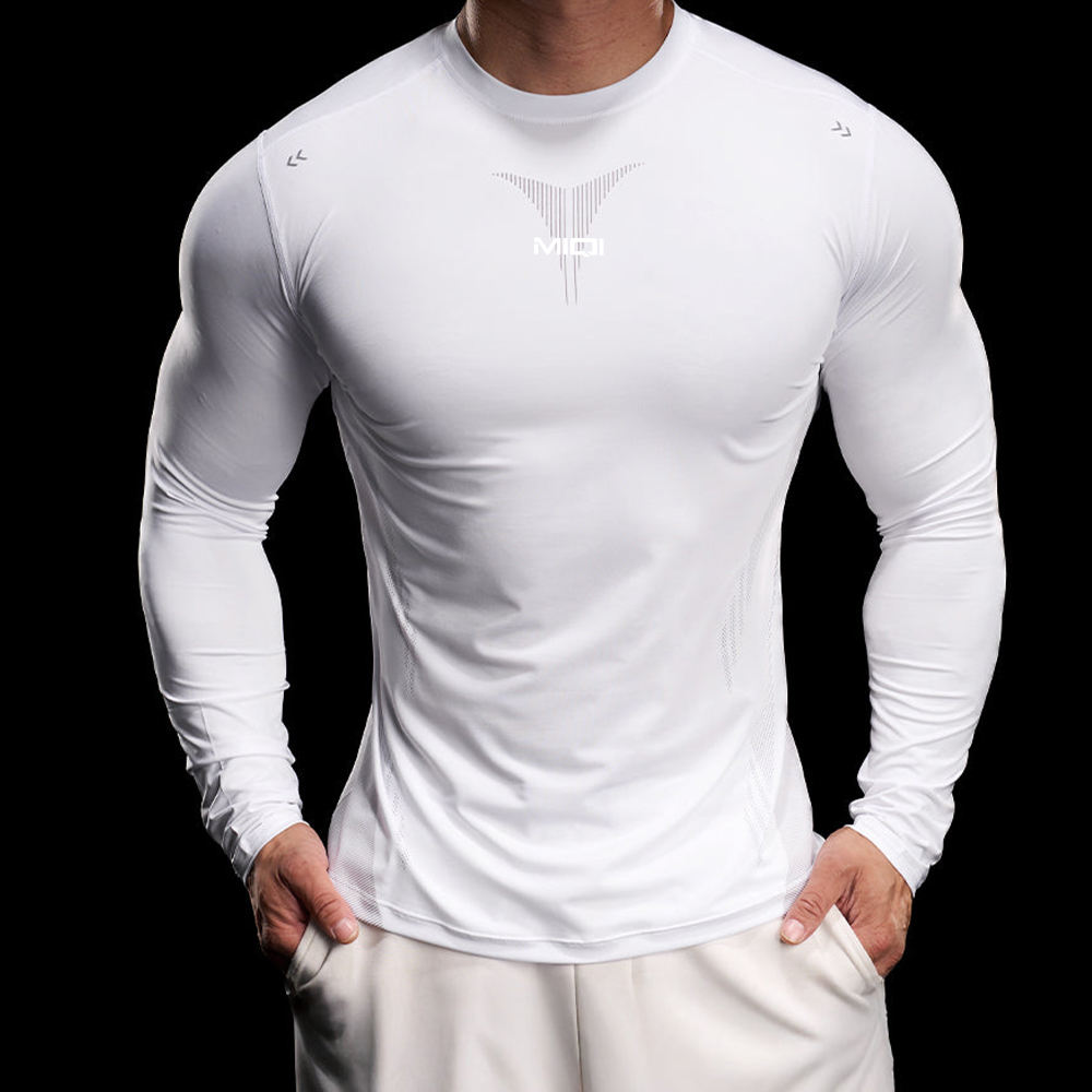 Custom Compression Tight Fitted Basic White T-shirt Gym Athletic Workout  Sports Bodybuilding T Shirts for Men - Main Image