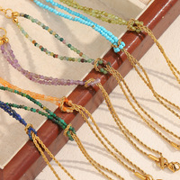 Pulseras de Moda para Mujer, Estilo Oficina/Trabajo, Acero Inoxidable, Chapado en Oro de 18K, Piedra Natural, Geométricas, Aniversario, Cadena Trenzada
