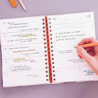 B5 Hardbound Wire-O Bound Weekly Daily Planner Journal Agenda Cahier à spirale avec diviseur d'onglet d'index coloré