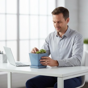 <span class=keywords><strong>Pot</strong></span> de fleurs moderne en céramique sur pied avec finition émaillée durable pour usage intérieur/extérieur, idéal pour les succulentes - Product Image 2