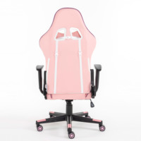 Chaise de gaming en cuir rose avec siège en mousse moulée souple, réglage de la hauteur, inspirée des fauteuils de course, logo personnalisé