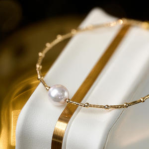 สร้อยข้อมือไข่มุกอะโกยะน้ำเค็มทอง 18K ระดับไฮเอนด์ ดีไซน์ DIY โดดเด่นด้วยแสงสว่างที่แรงและตำหนิเล็กน้อย สง่างาม - Product Image 2