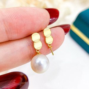 WENCHI S925 <b>Silver</b> DIY <b>Pearl</b> Fashionable <b>Earrings</b> with 8-11mm Round Beads and Empty Stand Model 11521 China - Product Image 3