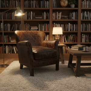 Ghế giáo sư trong cổ điển sâu nâu chính hãng da xì gà phòng ghế bành phòng khách giọng cong trở lại CuộN cánh tay Câu lạc bộ ghế - Product Image 1