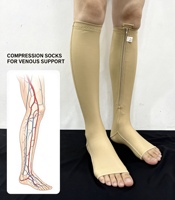 Chaussettes de compression tricotées jusqu'au genou 11-19 mmHg, chaussettes sans orteils, unisexe pour hommes et femmes, améliore la circulation sanguine