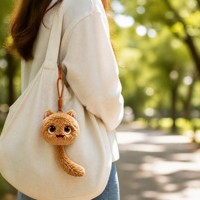 Sevimli Bebek Kedi Peluş Anahtarlık AI Sesli Sohbet Kolye Ucu 0.71 İnç TFT 20 İfade Çok Dilli Yumuşak Peluş Oyuncak Aksesuarları