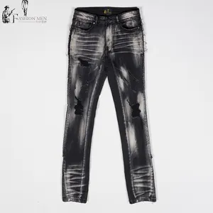 Jeans slim stretch droit de haute qualité pour hommes, jeans slim personnalisés en vente