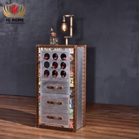 HJ HOME Steamer Vintage bagasi penyimpanan klasik penerbangan Bar furnitur Retro kabinet anggur merah