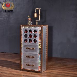 HJ CASA Vintage Steamer Tronco Armazenamento Clássico Aviação Bar Móveis Retro Red Wine Cabinet - Product Image 2