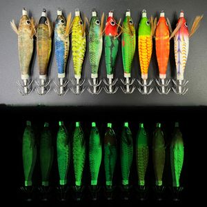 Hochwertige 110mm 14g künstliche Hart köder Edelstahl Stoff Material Tintenfisch Köder Leuchtende Tintenfisch Jig mit Tintenfisch Haken Doppel - Product Image 4