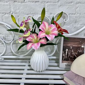 Lirios de <span class=keywords><strong>Hemerocallis</strong></span>, Flores Artificiales Hechas a Mano, Modernas, Impermeables, de Larga Duración, para el Día de la Madre, Pascua, Graduación, Boda - Product Image 2
