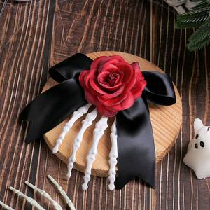 Halloween Horror Rose Bow Ghost Hand Side Clip Skeleton Accesorio para el cabello para vajilla y decoraciones de fiesta - Product Image 5