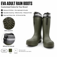 Bottes de pluie de travail coupe-vent avec bande réfléchissante en EVA, col à cordon, patch antidérapant pour la pêche, l'élevage et les activités aquatiques sauvages