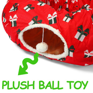 Esplosioni natale nido di animali domestici rosso gatto Tunnel letto atmosfera divertente con fori per praticare materiale di peluche per dormire cartone - Product Image 6