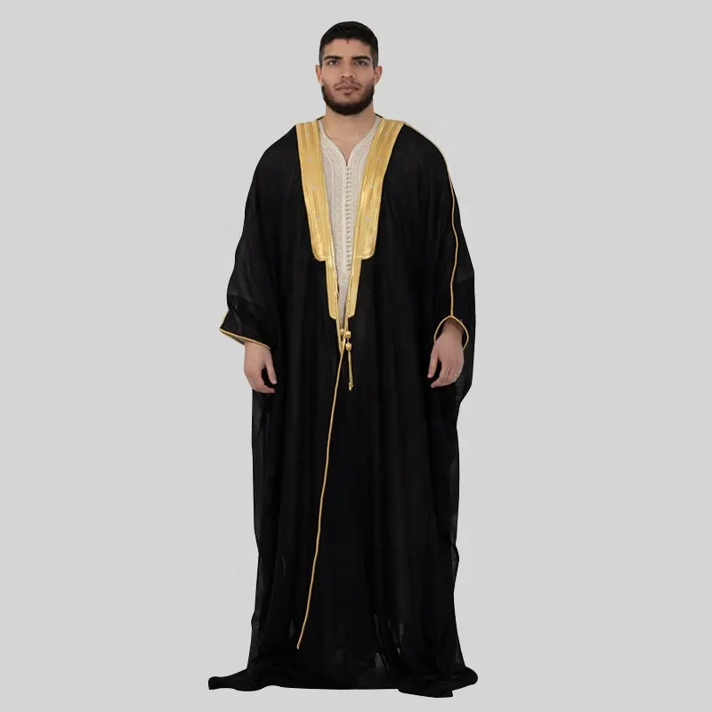 Snelle Verzending Voorraad Saudi Arabische Bisht Groothandel Moslim Mens Abaya Bisht Voor Mannen