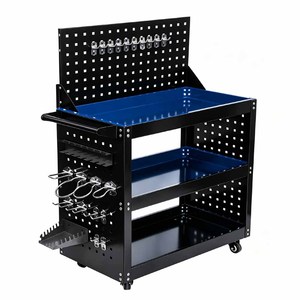 Chariot de service industriel robuste à 3 niveaux en métal bleu, 4 roues, chariot utilitaire roulant pour atelier, garage, OEM/ODM, 300 kg - Product Image 5
