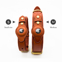 Collar Inteligente para Perro con Airtag, GPS Personalizado, Diseño de Lujo con Lazo a Rayas, Cierre de Remache, Cuero, Tamaños para Razas Pequeñas/Medianas/Grandes