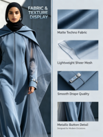 Abaya musulmane élégante brodée sur mesure, vert foncé, avec strass, manches longues, robe de soirée modeste pour l'été et l'automne, mariage, Eid, Ramadan