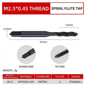 Tarauds métriques M35 en cobalt avec revêtement au nitruage et pointe spirale pour acier inoxydable M3 M4 M5 M6 M8 M10 M12 - Product Image 3