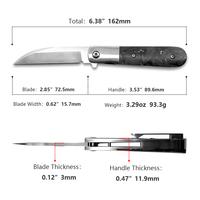Couteau de poche industriel Sunbart D2Steel, personnalisable, pliable, à pointe tombante, manche en fibre de carbone, pour la chasse et le camping, support OEM 1