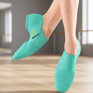 MBAANI Chaussures de danse jazz pour femmes, ballerines souples vert menthe en cuir véritable, chaussures d'entraînement - Product Image 2