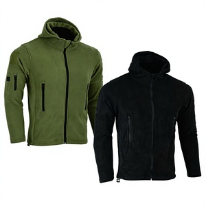 Veste en polaire noire pour homme avec capuche, col montant, fermeture éclair, coupe-vent, style vêtements de travail, vêtements d'hiver, coupe régulière - Product Image 6