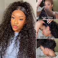 Perruque Lace Front Invisible à Cordon, 360°, Cheveux Humains Naturels Frisés, Pré-Épilée, 30 Pouces, Cheveux Bruts, Sans Colle