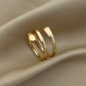 Wholesale Waterproof 18K Gold Plated <b>Adjustable</b> Size Custom Simple Glossy <b>Rings</b> - Product Image 5